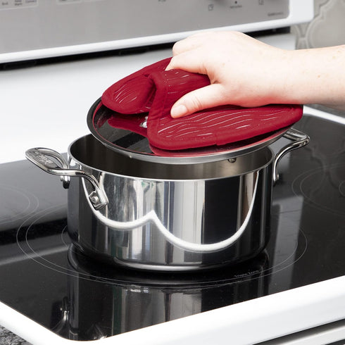 All-Clad Premium Pot Holder & Heating Pad, 10"x6.25", Heat Resistant to 500 Degrees, 100% Cotton, Chili Red