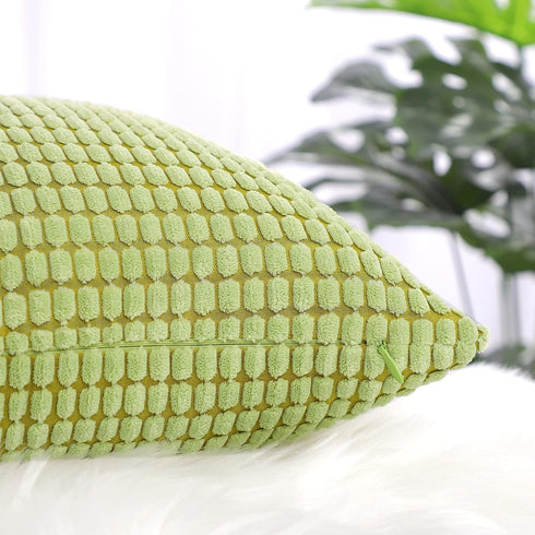 uxcell Soft Corduroy Throw Pillow Cover, Corn Striped Decorative Cushion Cover, 12" x 18", Pale Green