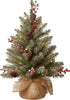 National Tree Company Pre-Lit Artificial Mini Christmas Tree, Green Dunhill Fir, White Lights, 2 Feet