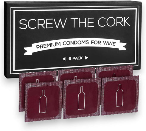 Screw The Cork Condom Style Wine Bottle Stoppers (6 Pack) Air-Tight Rubber Seal for Fresh