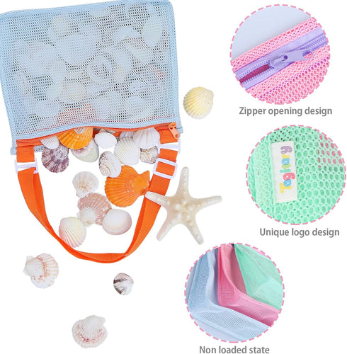 Tagitary Swimming Set 3) Beach Toy Mesh Beach Bag Kids Shell Collecting Bag Beach Sand Toy Seashell Bags Accessories