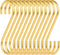 12-Pack 3.95" Brass S Hooks for Hanging - Heavy-Duty S-Shaped Hook for Coffee Cups Mug Coat Clothes Storage Hangers