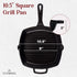 Cuisinel Cast Iron Square Grill Pan with Glass Lid, Pan Scraper, Handle Cover - 10.5" Pre-Seasoned