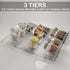 BaHoki Essentials 3 Tier Spice Rack - Kitchen Drawer Organizer for Salt, Pepper, Spices, Clear Plastic Storage Rack
