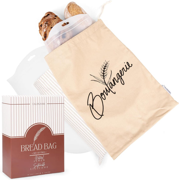 CALMUHAN Bread Bags for Homemade Bread, Sourdough & Gluten Free Bread with Multifunctional