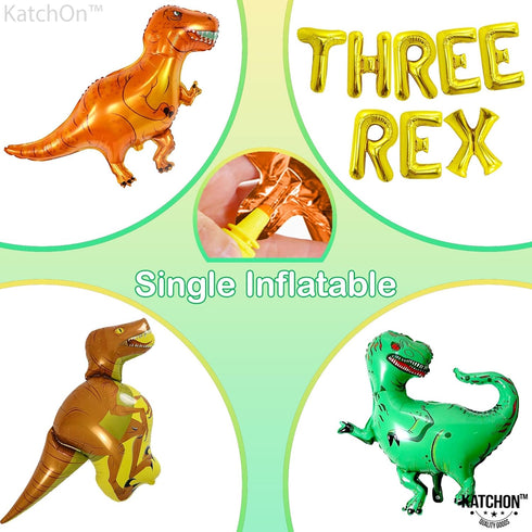 KatchOn Giant Dinosaur Balloons for Birthday Party, 48 Inch, Pack of 4, Three Rex Party Decorations, Dinosaur Birthday
