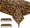 Rectangular Polyethylene (PE) Tablecloth, 54 x 87 Inch, Leopard Print, 2 Pack
