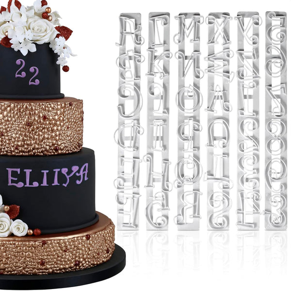 "Fondant Letter Cutters for Cake Decorating - Plastic Alphabet Cutters A-Z and 0-9 Numbers (9.84\" L 0.98\" W)"