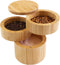 Totally Bamboo Triple Salt Cellar, 3 Tier Bamboo Kitchen Salt and Pepper Storage Box