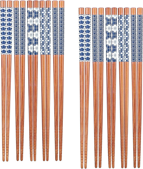 Antner 10 Pairs Reusable Natural Bamboo Chopsticks, Japanese Style, Dishwasher Safe, 8.8 Inch/22.5cm