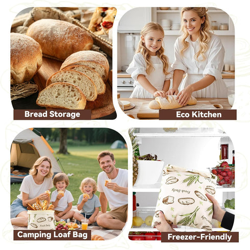 2 Pack Bread,17x13 Beeswax Bread Bags for Homemade In Sourdough Storage Bags,Sealing Zip to Keep Bread Fresh