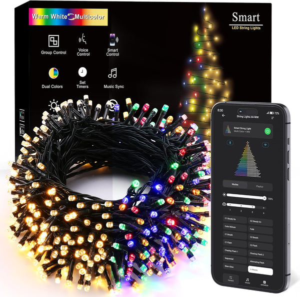 ODEETRONIC Smart Christmas Tree Lights, 98 ft 300 LED Color Changing Christmas