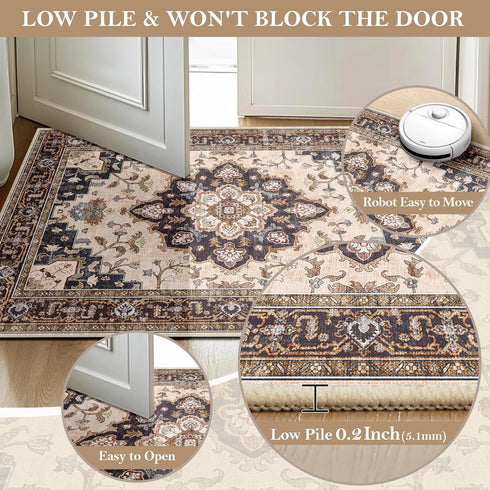 6x9 CAPALOCA Machine Washable Rugs Nursery Rug Cute Girl Non Slip Low Pile Water Repellent Soft Print Pattern