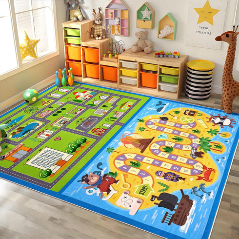 4x6 GarveeHome Washable Kids Rug ft Kids Carpet Play Mat City Car Play Rug with Pirate Theme, Stain-Resistant Non-Slip