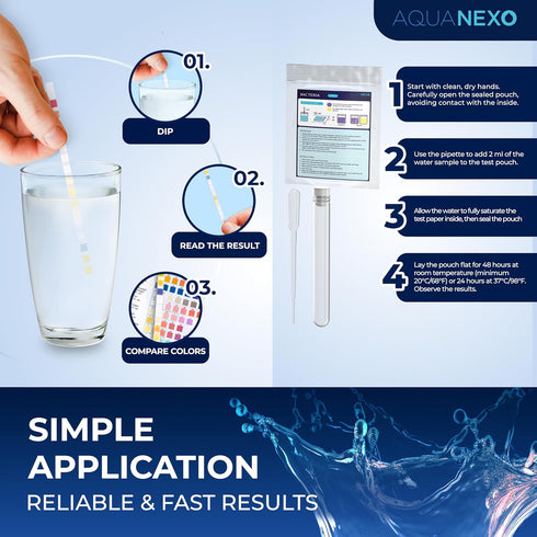 AQUANEXO 21 125 20 2 Parameters, + Drinking Water Test Strips + x Coliform Bacteria Test, pH Test Strips, Water Tester