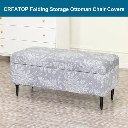 Bands,M,03 CRFATOP Printed Rectangle Ottoman Stool Cover Stretch Folding Storage Footstool Bench Slipcovers Upholstered