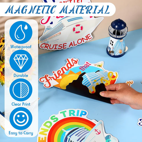 Hoteam 4 Pcs Large Cruise Door Decorations, Magnetic Friends Decor for Cruise Ship Cabin Stateroom