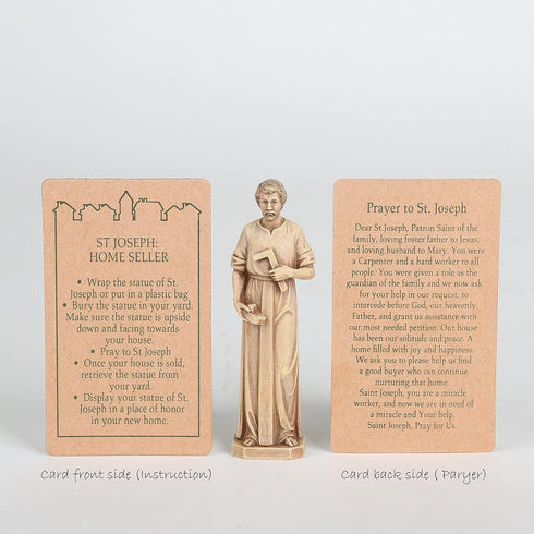 BC Catholic St. Joseph Statue for Selling Homes, Home Seller Kit with Instruction Card and Burial Bag, Handmade