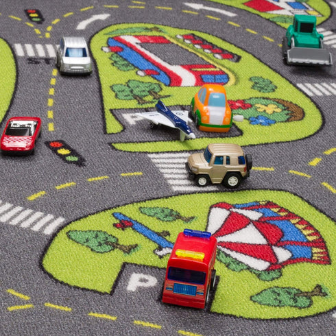 52 32 Large Kids Carpet Playmat Rug x with Non-Slip Backing, City Life Play Mat for Playing with Car Toy, Game Area