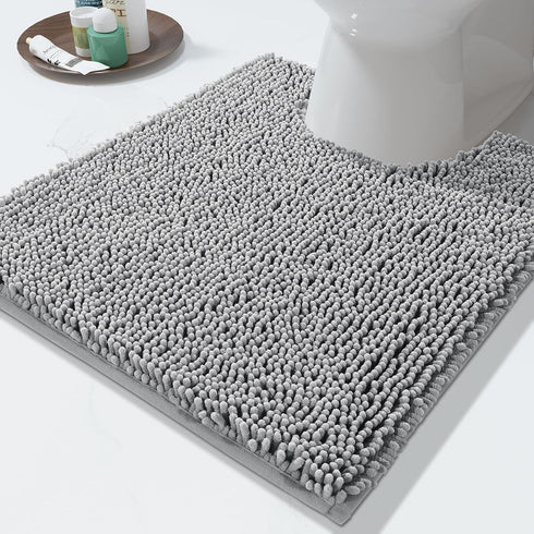 Yimobra Luxury Shaggy Toilet Bath Mat U-Shaped Contour Rugs for Bathroom, 24.4 X 20.4 Inches, Soft and Comfortable