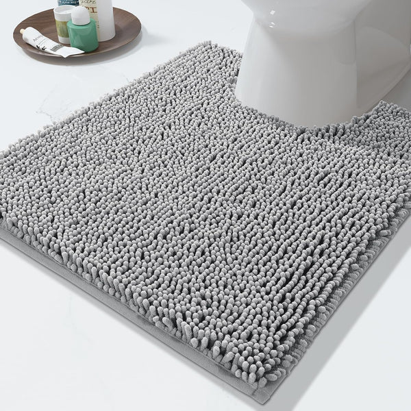 Yimobra Luxury Shaggy Toilet Bath Mat U-Shaped Contour Rugs for Bathroom, 24.4 X 20.4 Inches, Soft and Comfortable