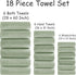 18 Set-6 Sheets,6 Towels,6 Set Pcs Green Woven Family Towels Bath Hand Washcloths Soft Polyester Towels Absorbent