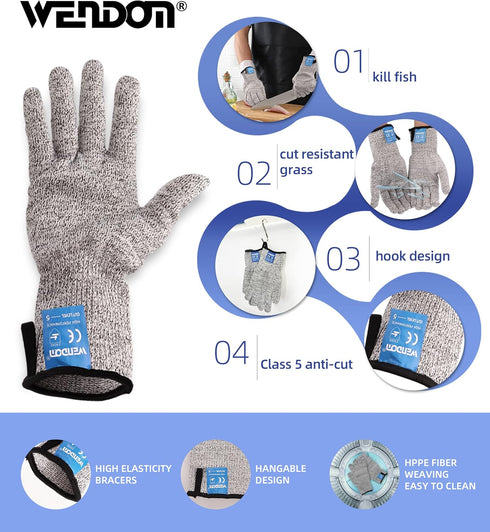 Oyster Shucking Knife and Gloves Set, 2pcs New Haven Style Shucker Opener with Cut Resistant Glove