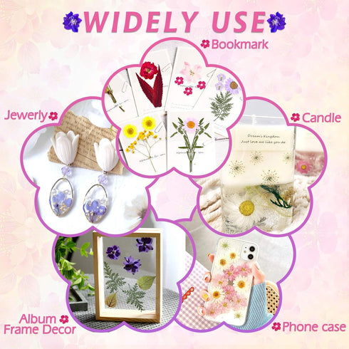 140 Pcs Dried Pressed Flowers for Resin, Natural Herbs Kit for Scrapbooking, DIY Art Crafts, and Jewelry Molds