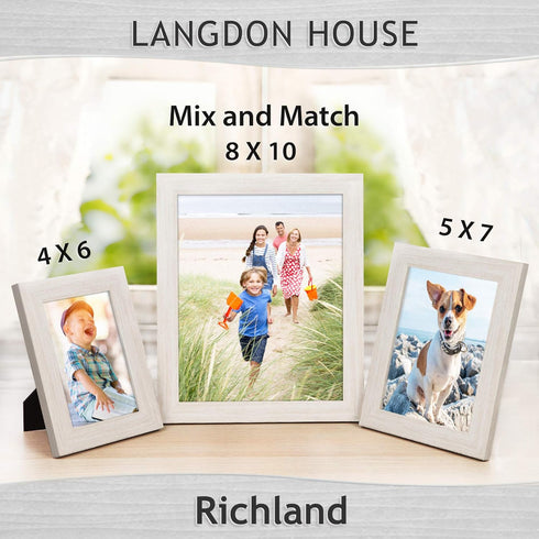 8x10 3 Pack) Langdon House Picture Frames (Almond White, Wood Grain Style, Wall Mount or Table Top, Richland Collection