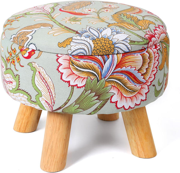 Round Storage Ottoman with Reversible Tray Lid, 12.7 "W x 10.6 "H