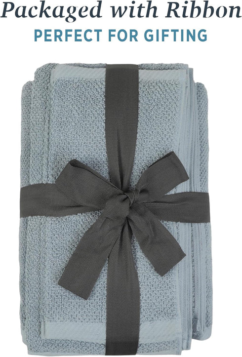 6 Pack 600 100% Welhome Franklin Premium Hand Towels Popcorn Textured Dusty Blue Bathroom Towels Hotel & Spa Towels