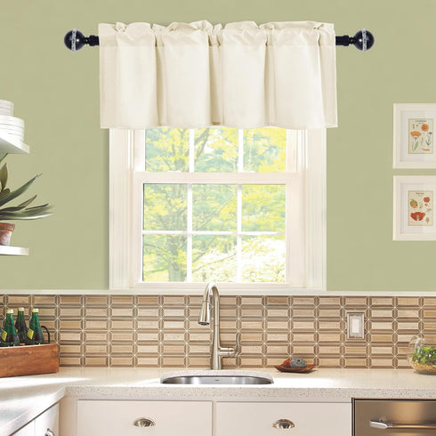 JIUZHEN Valance Curtains for Kitchen Window Valances for Living Room/Basement Window Curtains Bathroom Thermal Insulated Short Rod Pocket Curtain Panels, Ivory,52 x 18 Inches,1 Panel by JIUZHEN