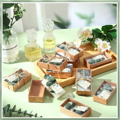 24 Sets Mini Eucalyptus Handmade Soaps Wedding Soap Bulk Party Gifts Baby Shower Gifts for Guest with Thank You Cards