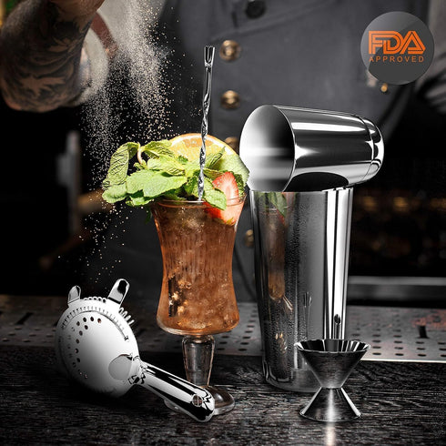 NutriChef Mixology Bartender Cocktail Shaker Set - 15 Piece Essential Martini Making Kit