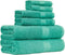 Amazon Basics 6-Piece Oversized Fade-Resistant Towel Set, 100% Cotton, Highly Absorbent, Soft,