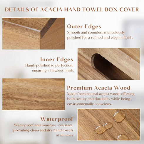 YANGQIHOME Acacia Hand Towel Box Cover Compatible with Kleenex Disposable Paper Hand Towels, Wall Mounted Paper Towel