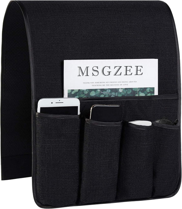 FLYILY Sofa Armrest Organizer - Non-Slip Caddy for Magazine, Phone, Books, Glasses (Black, 13in)