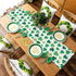 St Patrick's Day Green Shamrocks/Clover Table Runners, 13" x 70" Long Cotton Linen Non-Slip Rectangle Dresser Scarves