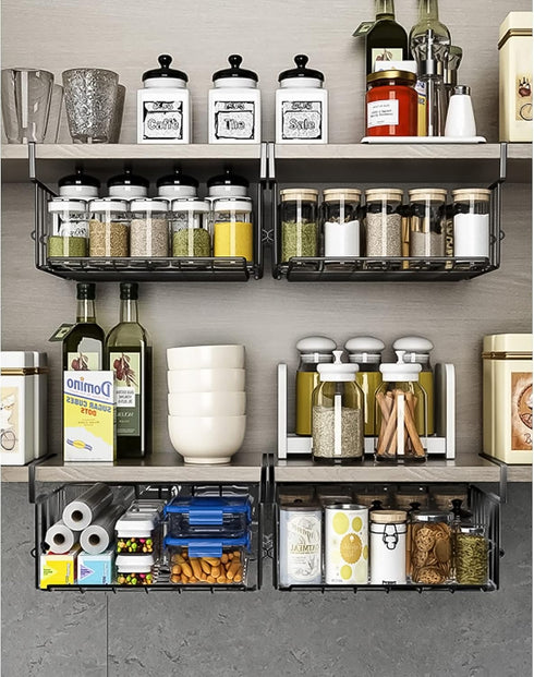 2Pack 11.8in Under Shelf Basket Storage - Metal Under Cabinet Shelf, Hanging Wire Basket Shelves, Undershelf Storage