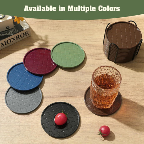 TLitdr Set 6,Hot 6pcs) Coasters of or Cold Drink Coasters with Holder,Modern Style Coffee Table Coaster,Suitable