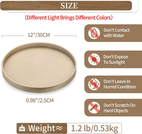 12" Hanobe Decorative Coffee Table Tray: Round Gold Tray for Home Decor - Circle Ottoman Trays for Entryway Table
