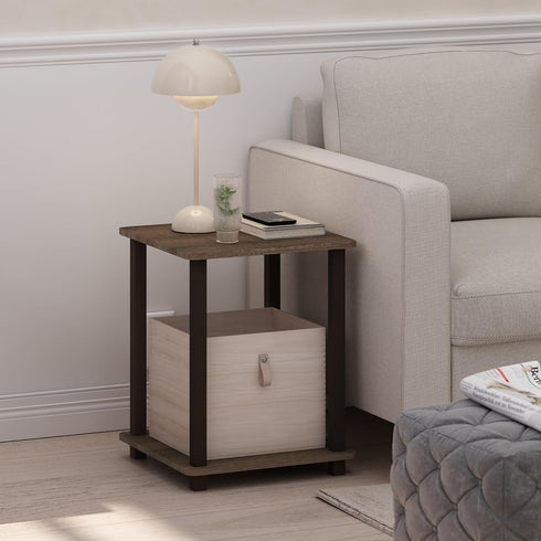 Set 2 Furinno Simplistic of End Table, Walnut/Brown