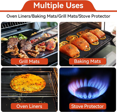 Oven Liners for Bottom of Oven, 2 Pack Reusable Heavy Duty Teflon Oven Mat Set, Non Stick for Electric & Gas Ovens