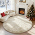PAGISOFE Cream White Round Rugs 5Ft, Fluffy Shaggy Ivory Carpets, Rugs for