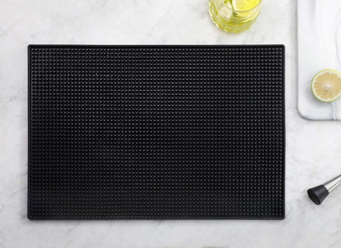 New Star Foodservice 48421 Rubber Bar Service Mat, 12-Inch by 18-Inch, Black