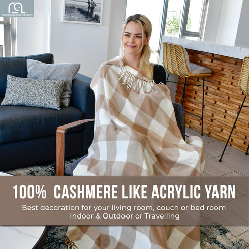 Buffalo Plaid Throw Blanket - Decorative Lightweight & Ultra-Soft Blanket for Indoor Outdoor Use