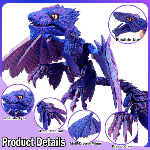 3D Extra Large Dynamic Printed Dragon Egg with Dragon InsideOpen and Close Mouth with Wings Movable and Eyes, Feathered