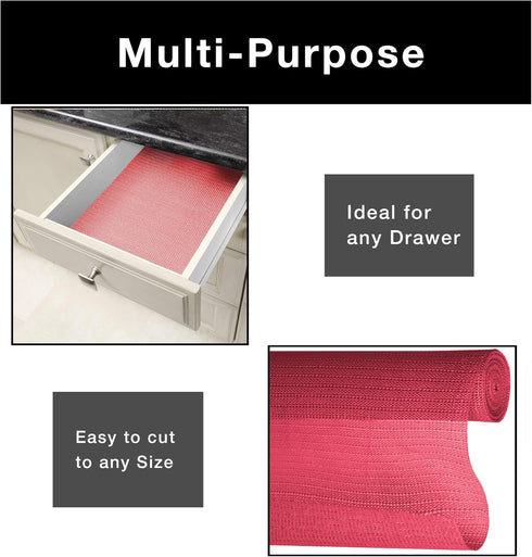 Smart Design Original Grip Shelf Liner - 18 Inch x 15 Feet, Non Adhesive, Easy Clean, Non Slip Rubber Mat, Very Berry