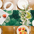 Summer 13x36 Inch Deep Green Dahlia Flower Spring Table Runner Green Gray Burlap Table Runners, Floral Seasonal Coffee
