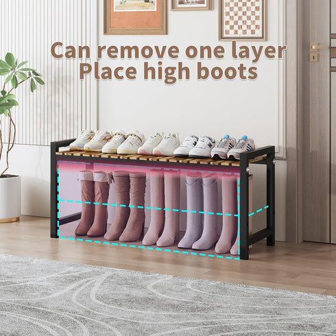 ZHUTIANXIA 2Tier Closet Closet Shoe Rack Organizer for Small Spaces Long Narrow Shoe Stand, Shoe Rack, Small Shoe Shelf